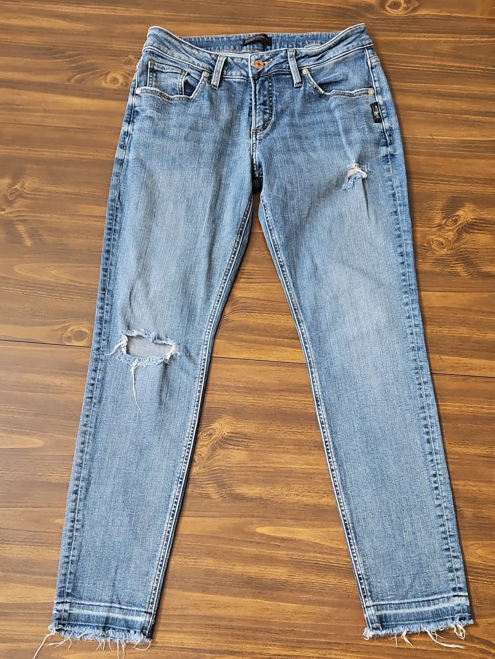 Silver Jeans Light Blue Distressed Skinny Jeans